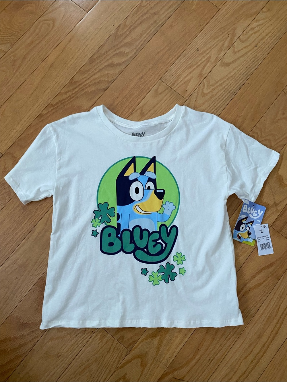 Graphic Tee for Kids - White with Green & Blue Print